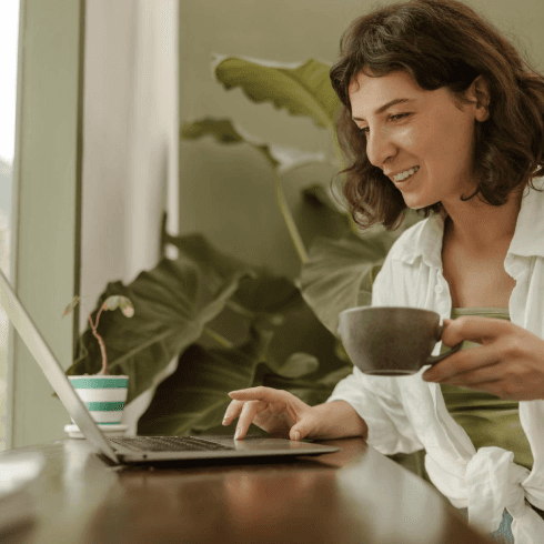 Woman working on tax return